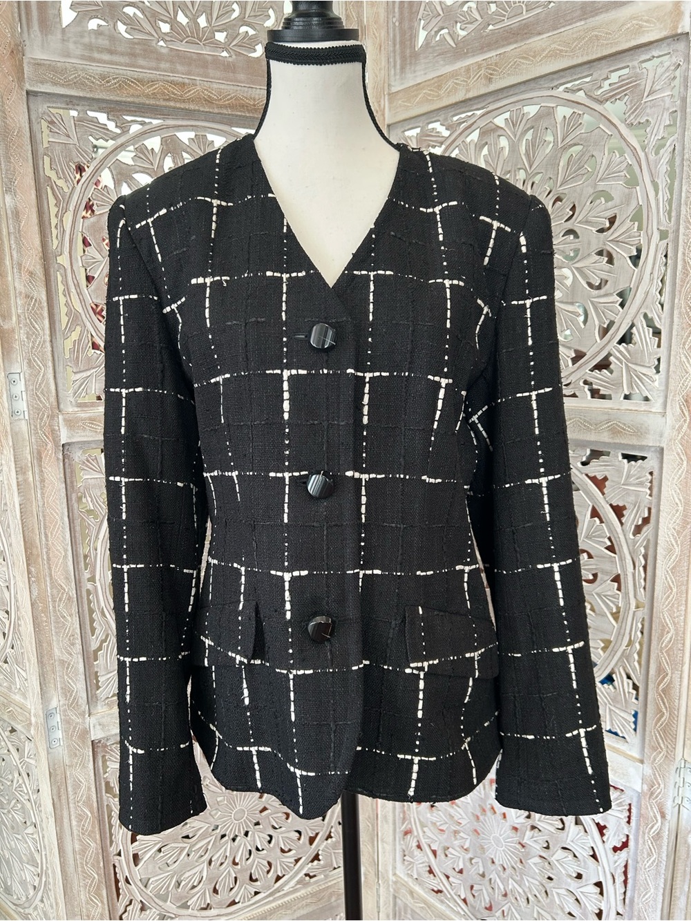 Doncaster Black Windowpane Tweed Blazer